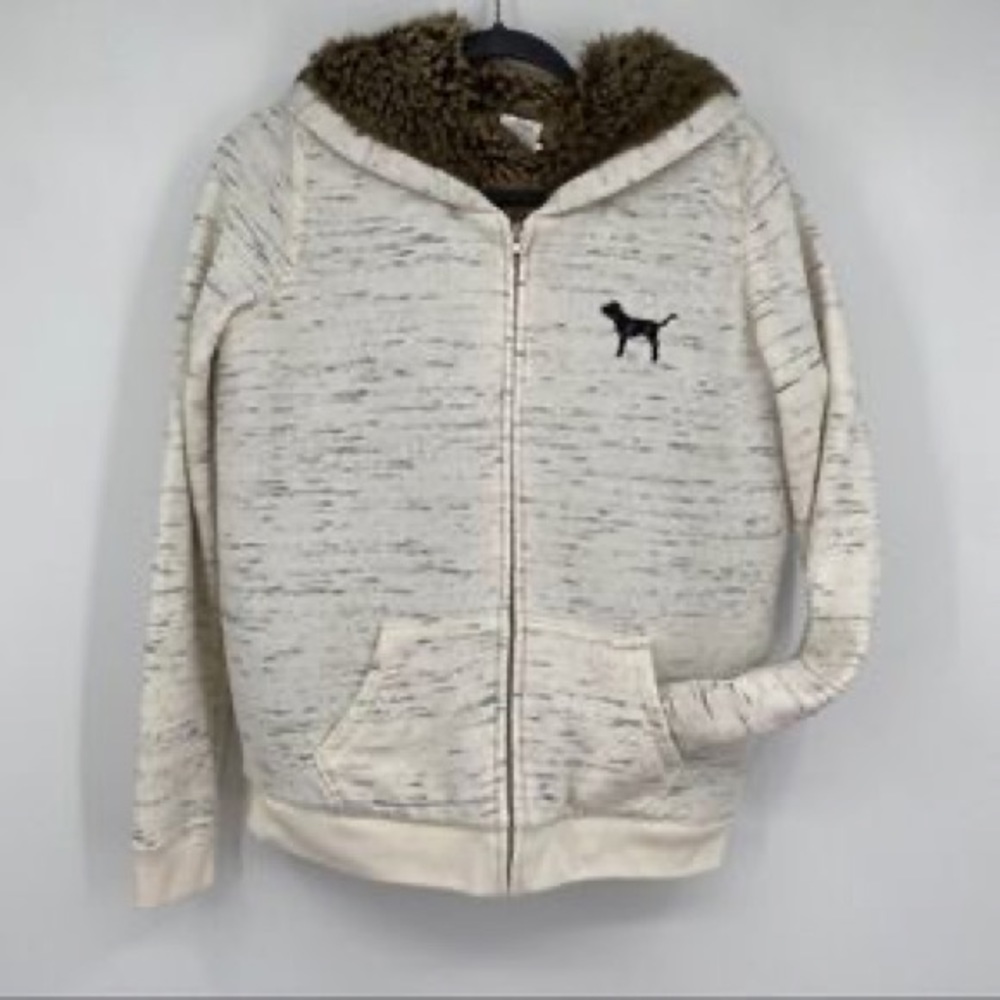 Pink VS | Cream Zip-Up Hoodie